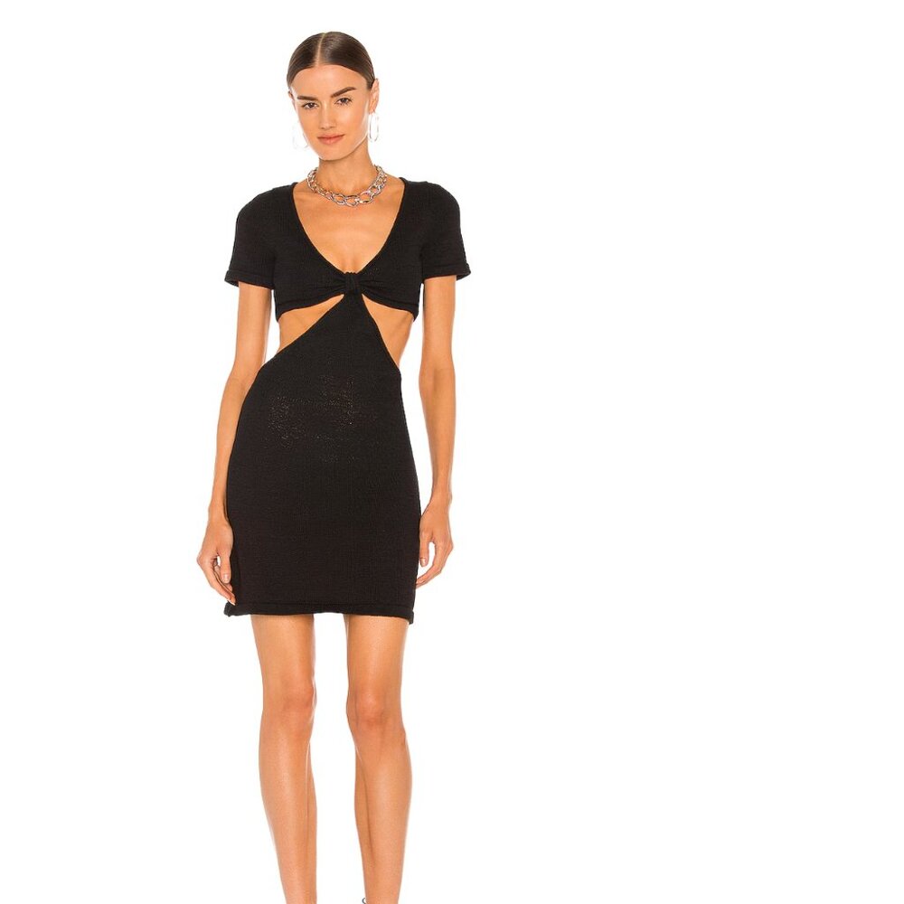 Cult Gaia Billie Knit Mini Cut Out Short Sleeve Dress | Black |  Size S